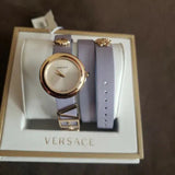 Versace V-Flare Silver Dial Purple Leather Strap Watch for Women - VEBN00318 Buy Now By Versace