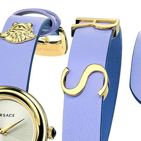 Versace V-Flare Silver Dial Purple Leather Strap Watch for Women - VEBN00318 Buy Now By Versace