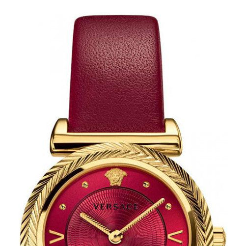 Versace V-Motif Red Dial Red Leather Strap Watch for Women - VERE00418 Buy Now By Versace