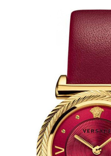 Versace V-Motif Red Dial Red Leather Strap Watch for Women - VERE00418 Buy Now By Versace