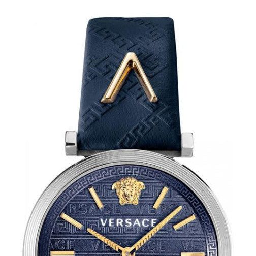 Versace V-Twist Quartz Blue Dial Blue Leather Strap Watch for Women - VELS00119 Buy Now By Versace