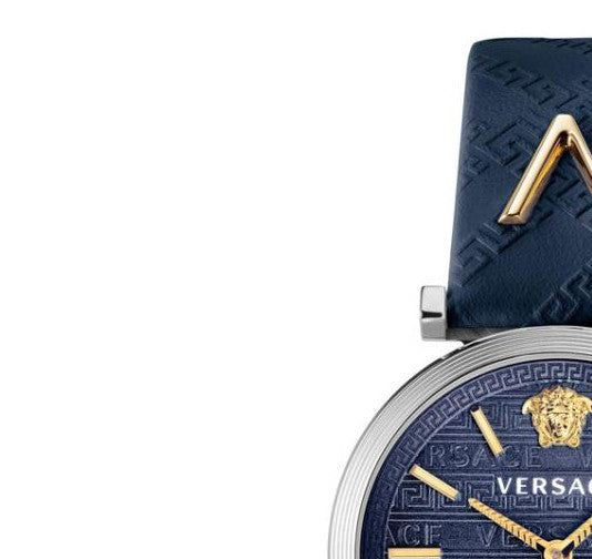 Versace V-Twist Quartz Blue Dial Blue Leather Strap Watch for Women - VELS00119 Buy Now By Versace