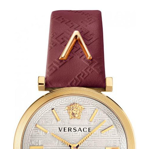 Versace V-Twist Silver Dial Red Leather Strap Watch for for Women - VELS00519 Buy Now By Versace