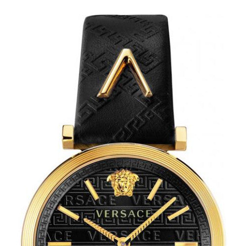 Versace V-Twist Black Dial Black Leather Strap Watch for Women - VELS00619 Buy Now By Versace