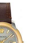 Versace V-Urban Quartz Grey Dial Brown Leather Strap Watch for Men - VELQ00219 Buy Now By Versace