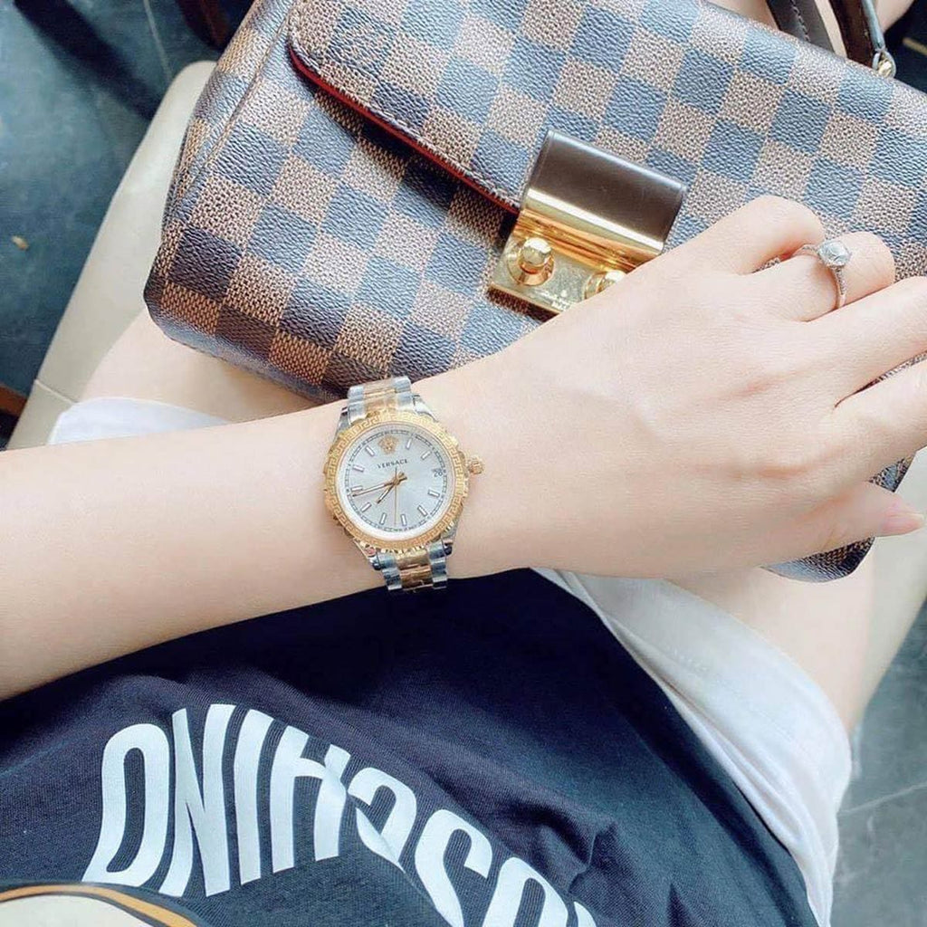 Versace Hellenyium Silver Dial Two Tone Steel Strap Watch for Women - V12030015 Buy Now By Versace