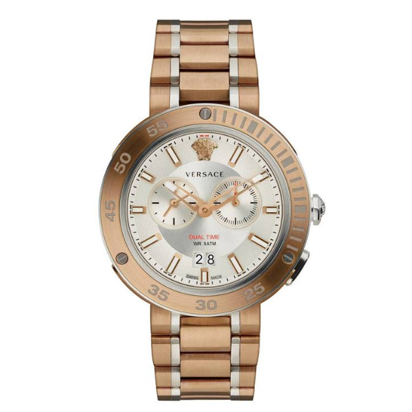 Versace V Extreme Chronograph White Dial Rose Gold Stainless Steel Watch for Women - VCN050017 Buy Now By Versace