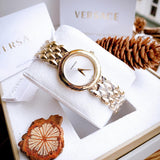 Versace V-Flare Quartz Silver Dial Gold Steel Strap Watch for Women - VEBN00718 Buy Now By Versace