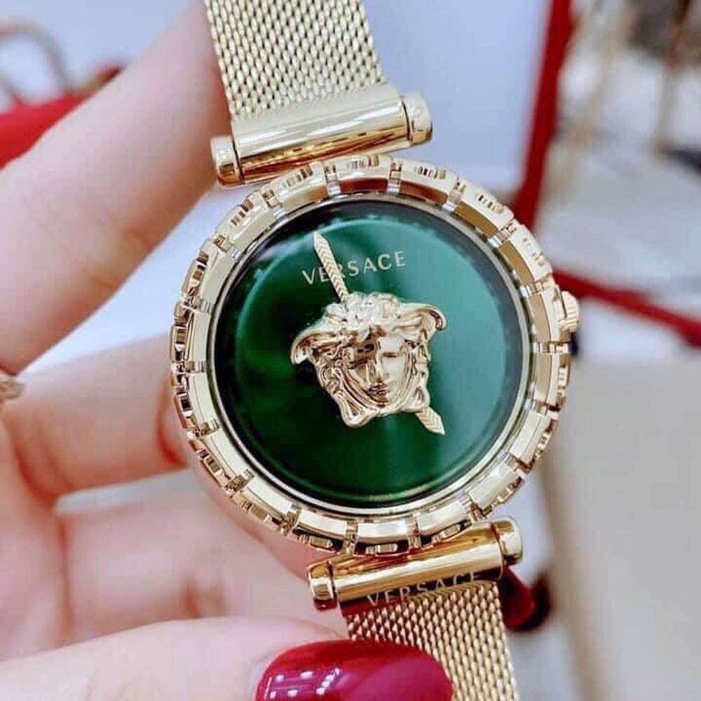 Versace Palazzo Empire Greca Green Dial Gold Mesh Bracelet Watch for Women - VEDV00819 Buy Now By Versace