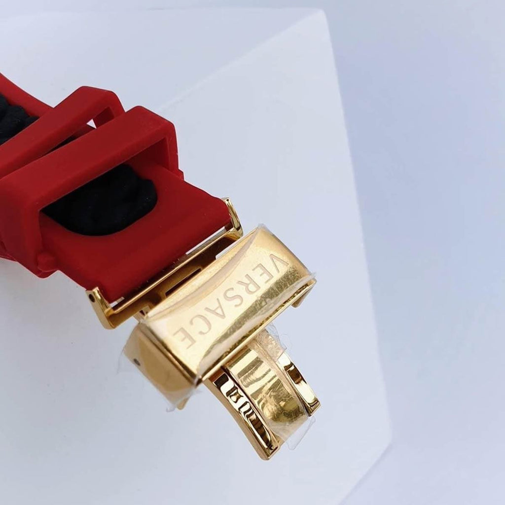 Versace Chain Reaction Quartz Black Dial Red & Black Rubber Strap Watch for Men - VEDY00319 Buy Now By Versace