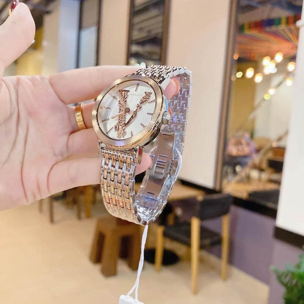 Versace Virtus Quartz White Dial Two Tone Steel Strap Watch for Women - VEHC00519 Buy Now By Versace