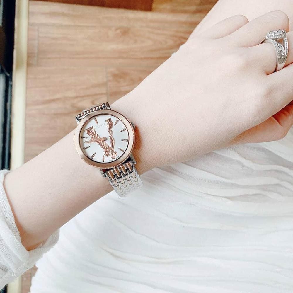 Versace Virtus Quartz White Dial Two Tone Steel Strap Watch for Women - VEHC00519 Buy Now By Versace