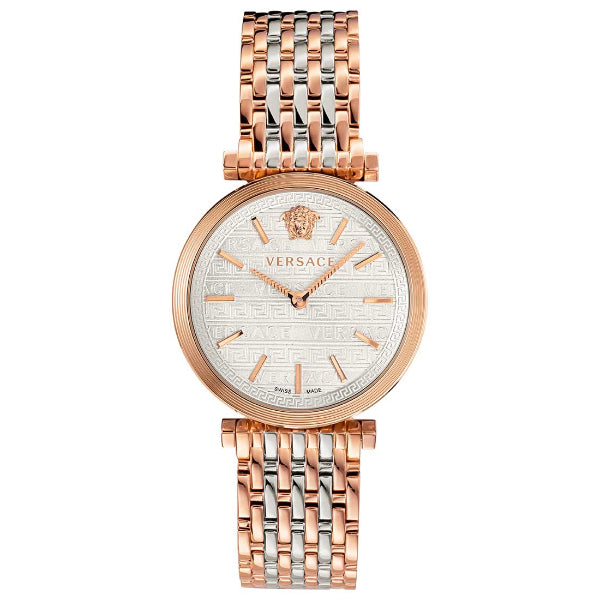 Versace V-Twist White Dial Two Tone Mesh Bracelet Watch for Women - VELS00719 Buy Now By Versace
