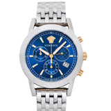 Versace Sport Tech Chronograph Blue Dial Silver Steel Strap Watch for Men - VELT00219 Buy Now By Versace