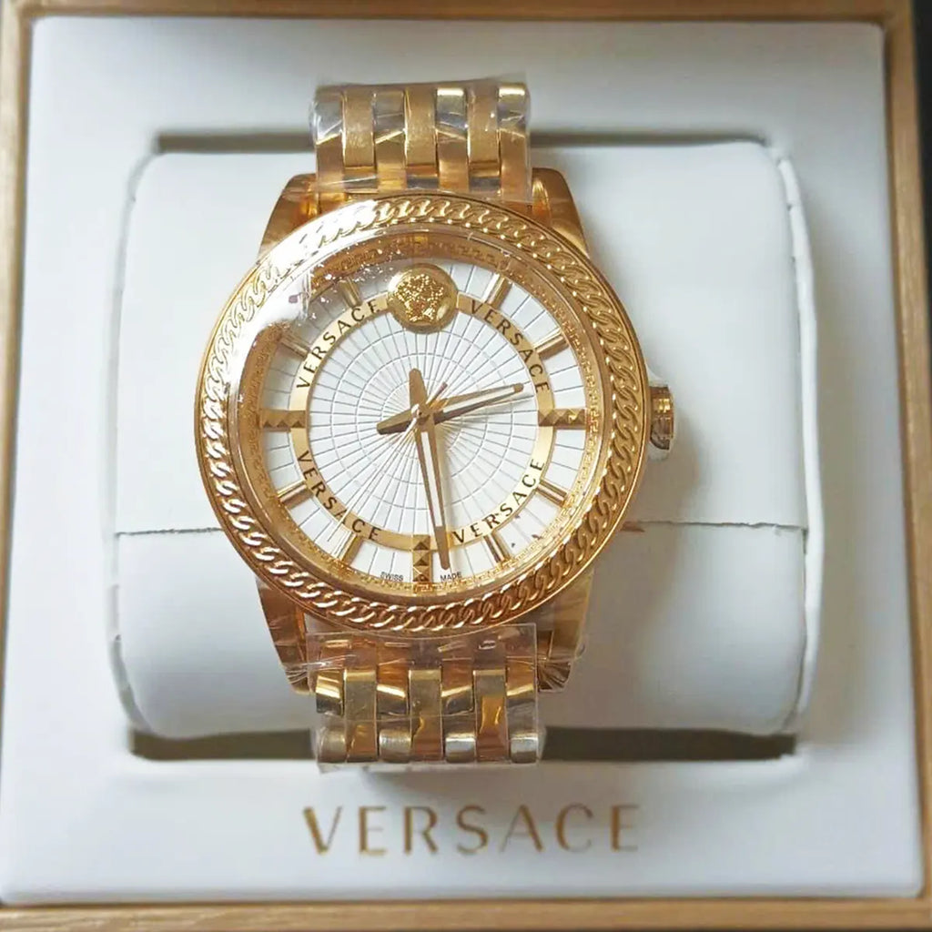 Versace Code Quartz Silver Dial Gold Steel Strap Watch For Men - VEPO00420 Buy Now By Versace