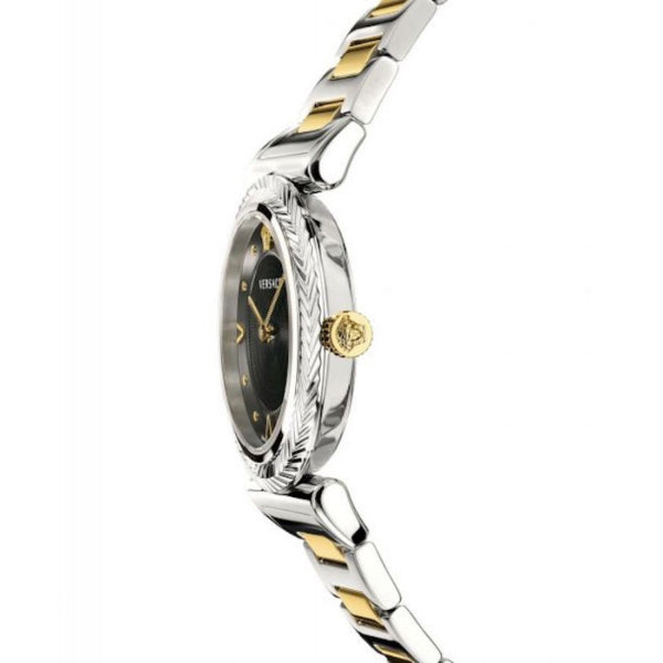 Versace V-Motif Black Dial Two Tone Steel Strap Watch for Women - VERE00518 Buy Now By Versace