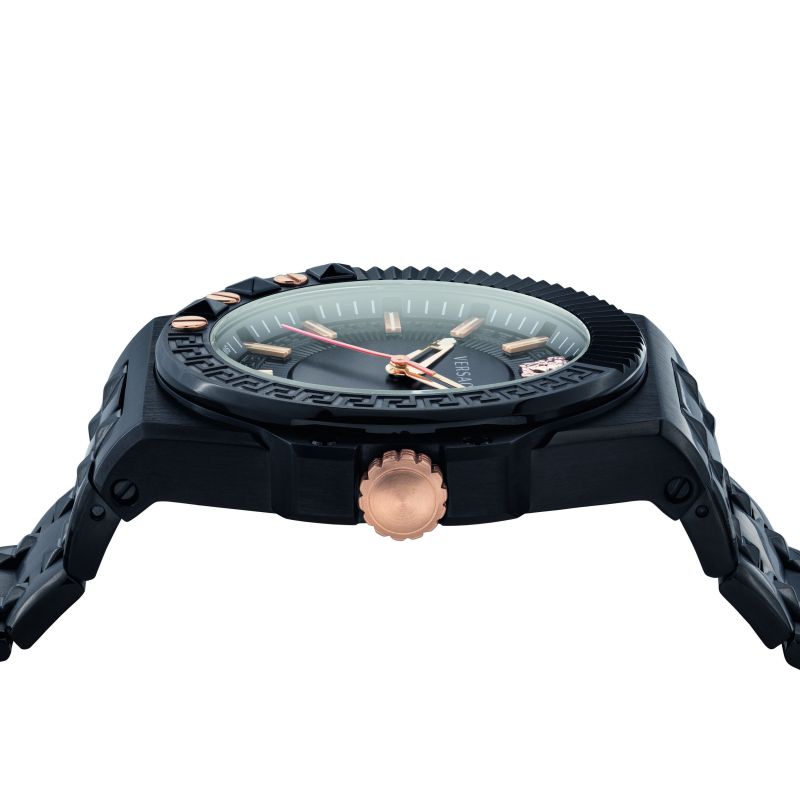 Versace Chain Reaction Quartz Black Dial Black Steel Strap Watch for Men - VEDY00719 Buy Now By Versace