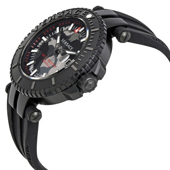 Versace V-Race Diver Black Dial Black Rubber Strap Watch for Men - VAB050016 Buy Now By Versace