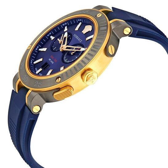 Versace V Extreme Chronograph Blue & Gold Tone Dial Blue Rubber Strap Watch for Men - VCN010017 Buy Now By Versace