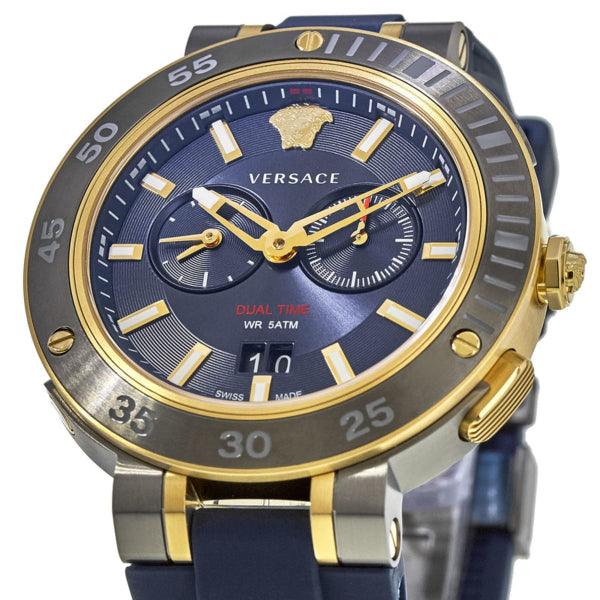 Versace V Extreme Chronograph Blue & Gold Tone Dial Blue Rubber Strap Watch for Men - VCN010017 Buy Now By Versace