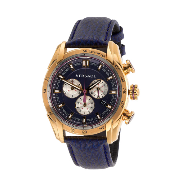 Versace V-Ray Blue Chronograph Blue Dial Blue Leather Strap Watch for Men - VDB030014 Buy Now By Versace