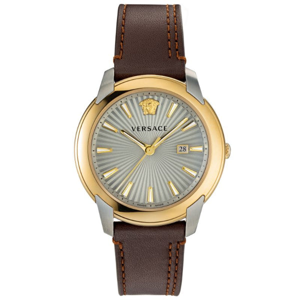 Versace V-Urban Quartz Grey Dial Brown Leather Strap Watch for Men - VELQ00219 Buy Now By Versace