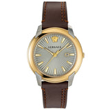 Versace V-Urban Quartz Grey Dial Brown Leather Strap Watch for Men - VELQ00219 Buy Now By Versace