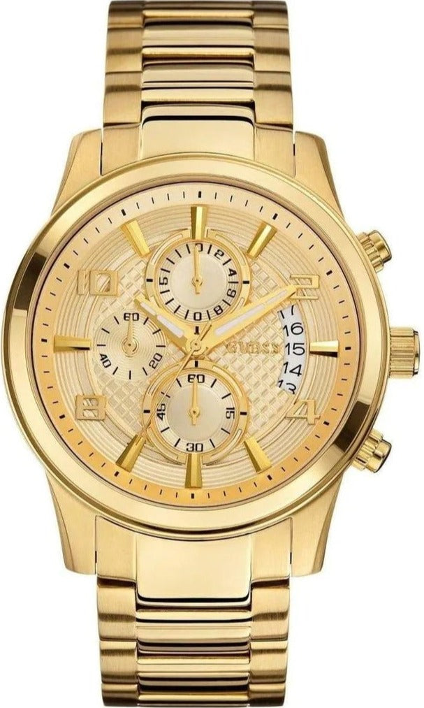 Guess Analog Chronograph Gold Dial Gold Steel Strap Watch for Men - W0075G5 Buy Now By Guess