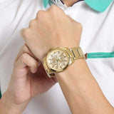 Guess Analog Chronograph Gold Dial Gold Steel Strap Watch for Men - W0075G5 Buy Now By Guess