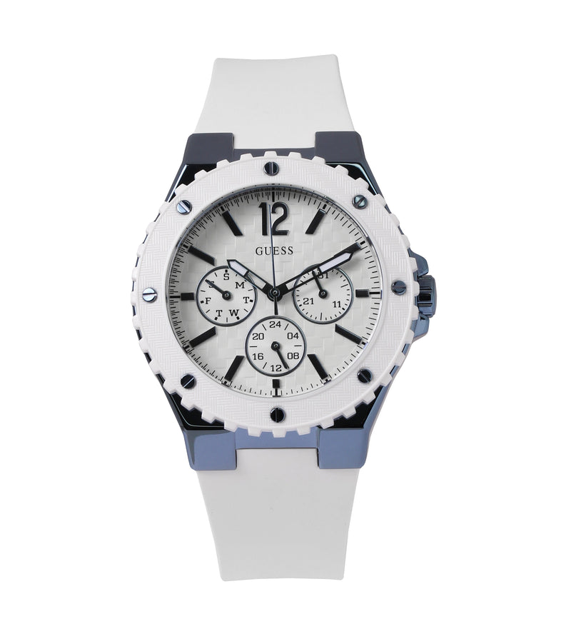 Guess Overdrive Chronograph White Dial White Rubber Strap Watch for Women - W0149L6 Buy Now By Guess