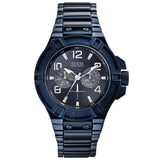 Guess Rigor Multifunction Black Dial Blue Steel Strap Watch for Men - W0218G4 Buy Now By Guess