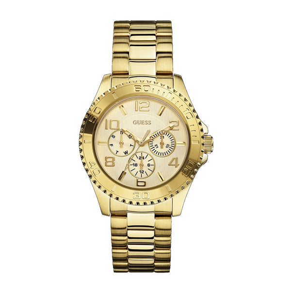 Guess BFF Multifunction Gold Dial Gold Steel Strap Watch for Men - W0231L2 Buy Now By Guess