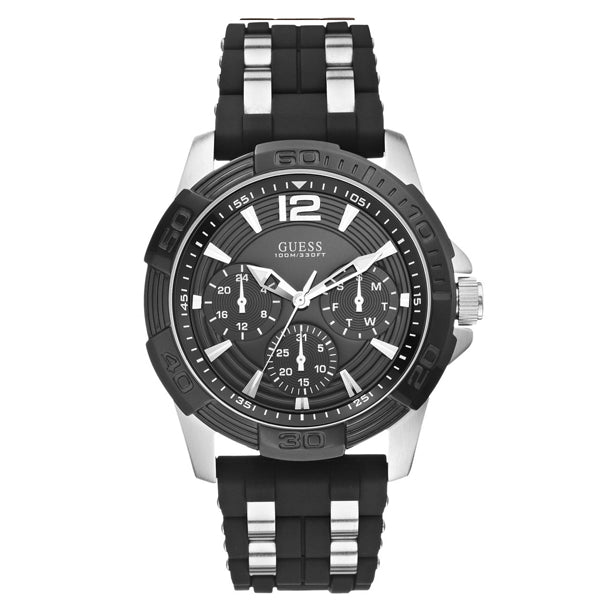 Guess Oasis Black Dial Black Rubber Strap Watch for Men - W0366G1 Buy Now By Guess