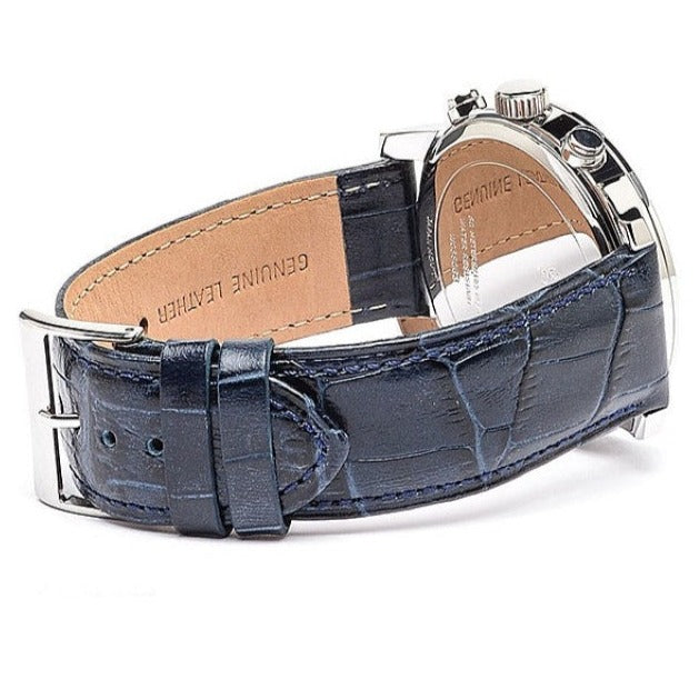 Guess Horizon Chronograph Quartz Black Dial Blue Leather Strap Watch For Men - W0380G3 Buy Now By Guess