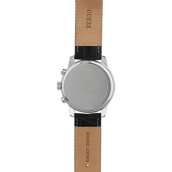 Guess Horizon Chronograph Quartz Black Dial Blue Leather Strap Watch For Men - W0380G3 Buy Now By Guess