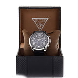 Guess Horizon Chronograph Quartz Black Dial Blue Leather Strap Watch For Men - W0380G3 Buy Now By Guess