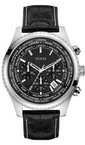 Guess Persuit Multifunction Black Dial Black Leather Strap Watch for Men - W0500G2 Buy Now By Guess