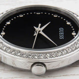 Guess Chelsea Crystals Black Dial Silver Mesh Bracelet Watch For Women - W0647L5 Buy Now By Guess