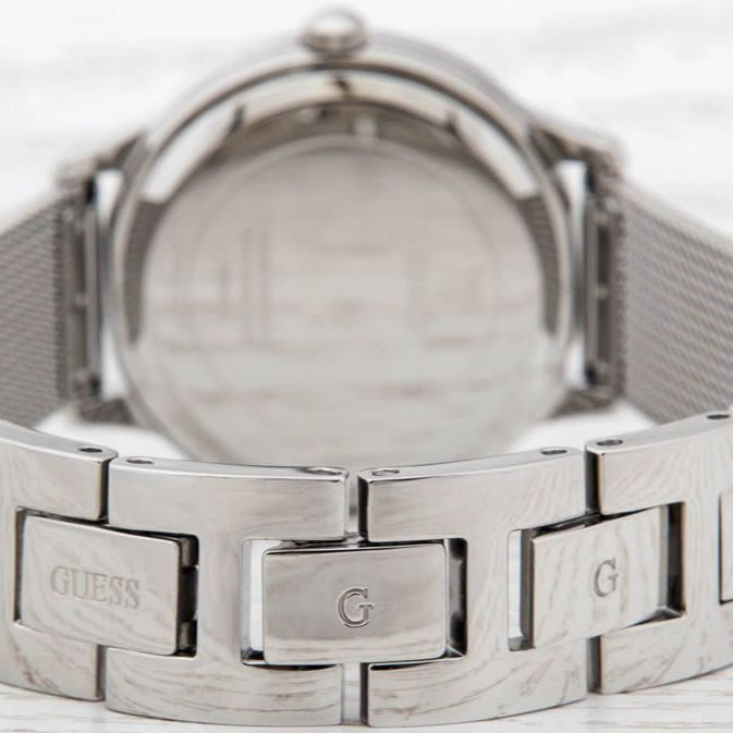 Guess Chelsea Crystals Black Dial Silver Mesh Bracelet Watch For Women - W0647L5 Buy Now By Guess