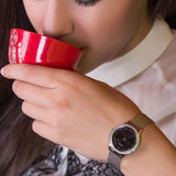 Guess Chelsea Crystals Black Dial Silver Mesh Bracelet Watch For Women - W0647L5 Buy Now By Guess