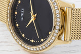Guess Chelsea Crystals Black Dial Gold Mesh Bracelet Watch For Women - W0647L8 Buy Now By Guess