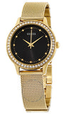 Guess Chelsea Crystals Black Dial Gold Mesh Bracelet Watch For Women - W0647L8 Buy Now By Guess