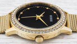Guess Chelsea Crystals Black Dial Gold Mesh Bracelet Watch For Women - W0647L8 Buy Now By Guess