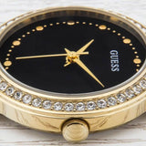 Guess Chelsea Crystals Black Dial Gold Mesh Bracelet Watch For Women - W0647L8 Buy Now By Guess