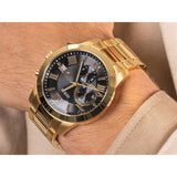 Guess Atlas Chronograph Black Dial Gold Steel Strap Watch for Men - W0668G8 Buy Now By Guess
