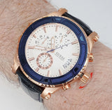 Guess Pinnacle Chronograph White Dial Blue Leather Strap Watch For Men - W0673G6 Buy Now By Guess