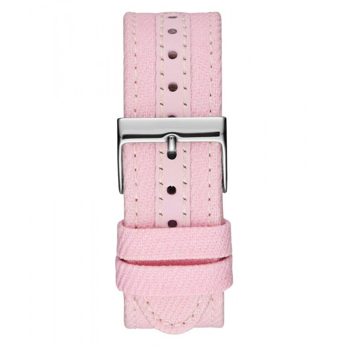 Guess Limelight Quartz Diamonds Pink Dial Pink Denim Strap Watch For Women - W0775l15 Buy Now By Guess