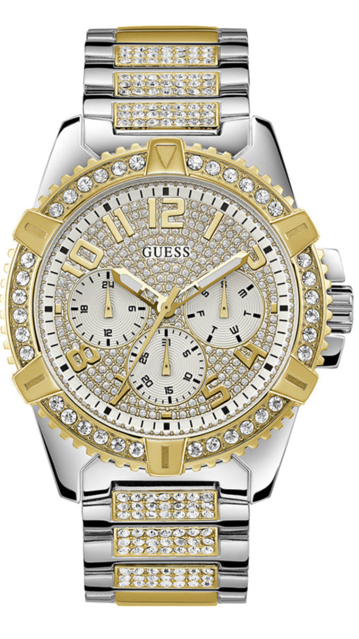 Guess Frontier Chronograph Crystals Silver Dial Two Tone Steel Strap Watch for Men - W0799G4 Buy Now By Guess