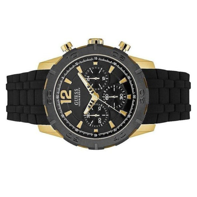 Guess Caliber Chronograph Black Dial Black Rubber Strap Watch for Men - W0864G3 Buy Now By Guess