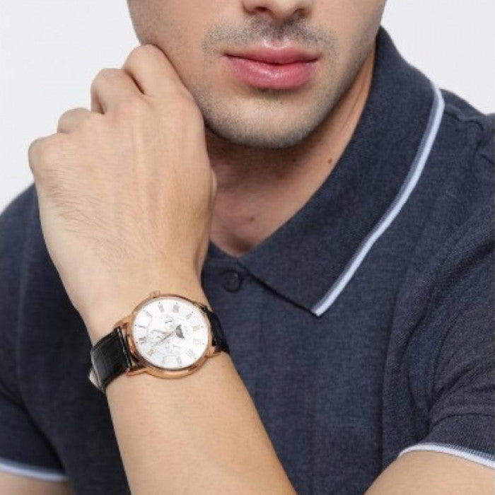 Guess Delancy Quartz Silver Dial Black Leather Strap Watch For Men - W0870G2 Buy Now By Guess